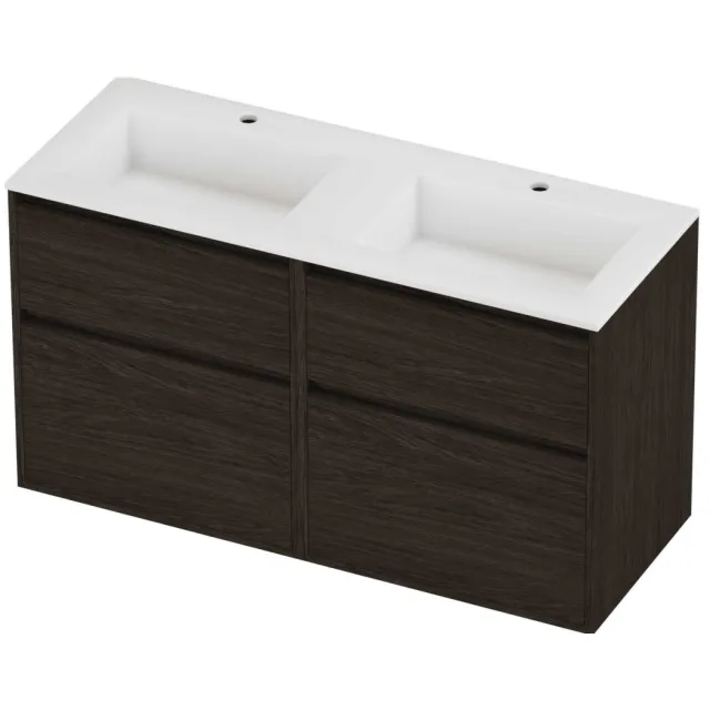 Proline Aristo Badmeubelset Polystone Elegant 4 Laden 120x46x67 cm Mat White Mokka Oak Eiken