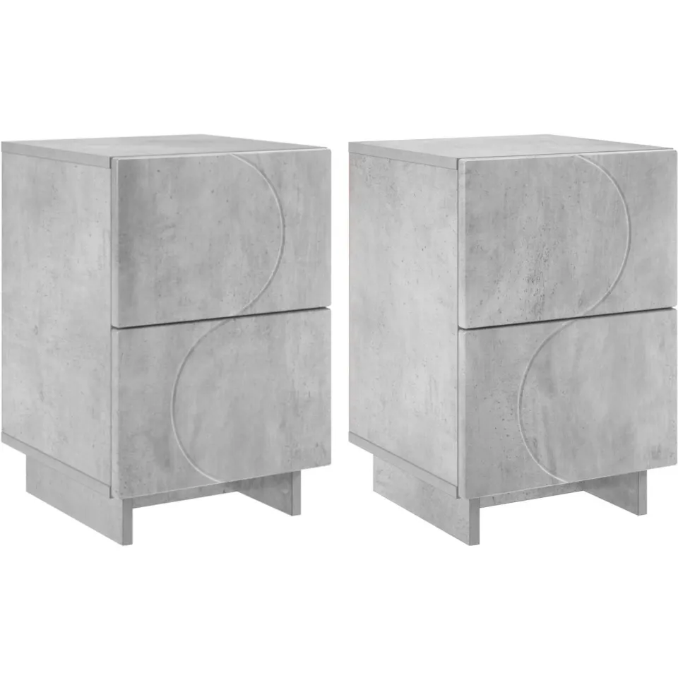 vidaXL Nachtkastje 2 st Betongrijs 33,5 x 34,5 x 50 cm Bewerkt hout grijs