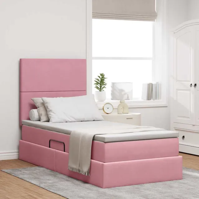 vidaXL Opslag bed met matras met hoofdeinde Roze 90 x 190 cm Fluweel