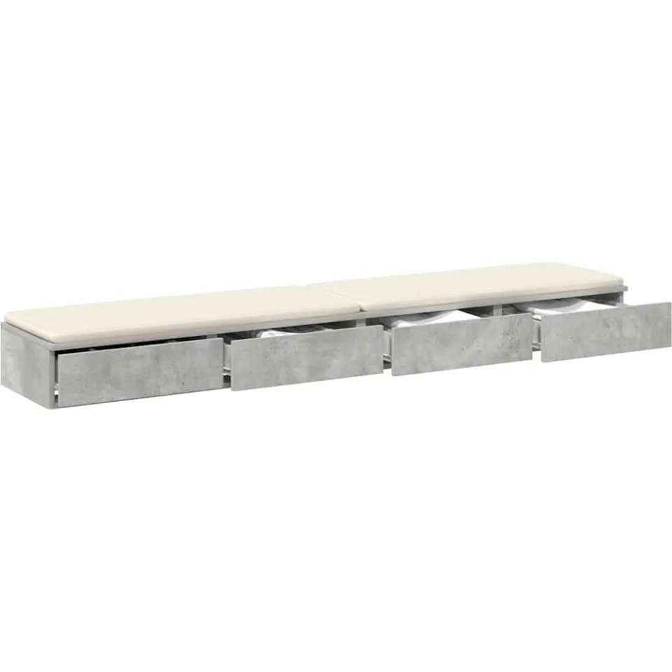 vidaXL Bedlades Beton Grijs 180 x 36,5 x 16,5 cm Bewerkt hout