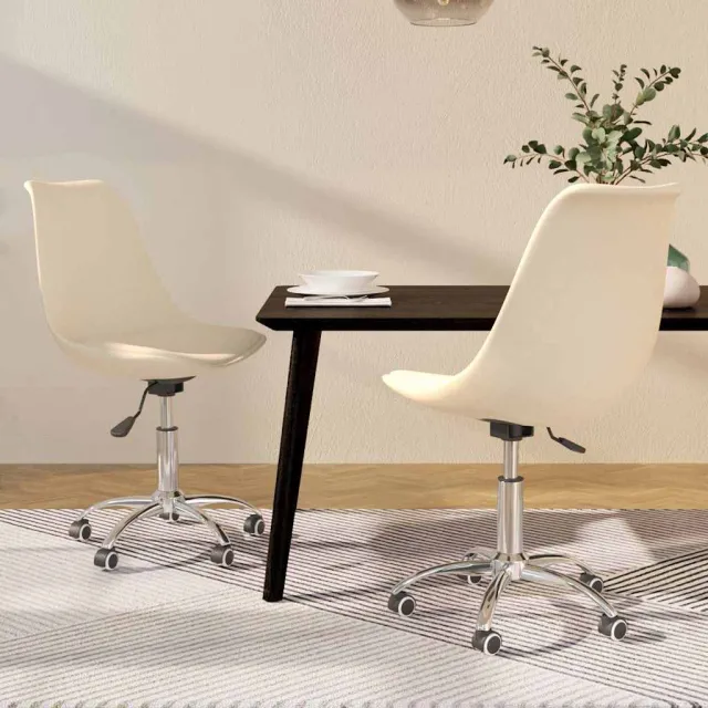 vidaXL Eetkamerstoelen 2 st draaibaar stof crèmekleurig, foto 2