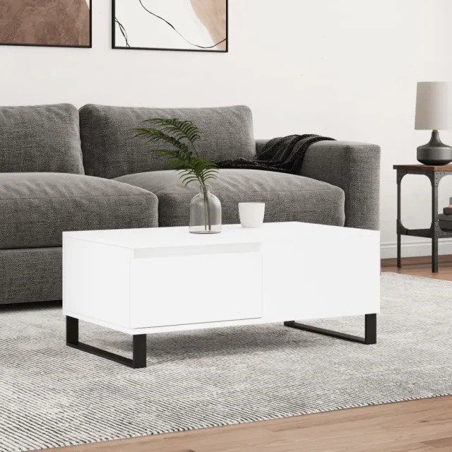 vidaXL Salontafel 90x50x36,5 cm bewerkt hout wit, foto 2