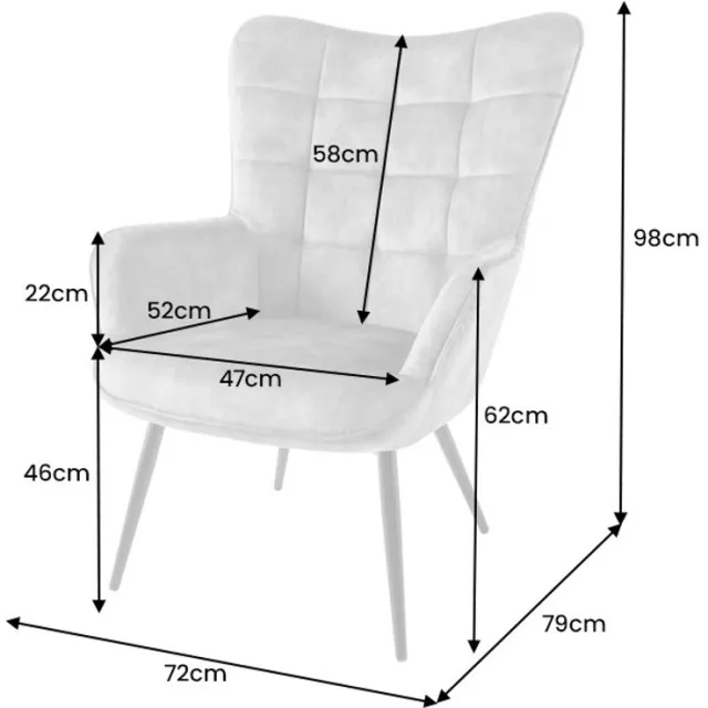 Invicta Interior Moderne fauteuil SCANDINAVIA grijze structuurstof massief houten poten met armleuningen - 44023 Zie omschrijving