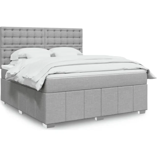 vidaXL Boxspring met matras stof lichtgrijs 180x200 cm grijs