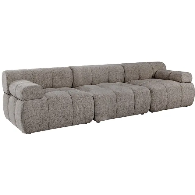 Vente-unique Modulaire vierzitsbank in gemêleerde taupe stof FACIVIL