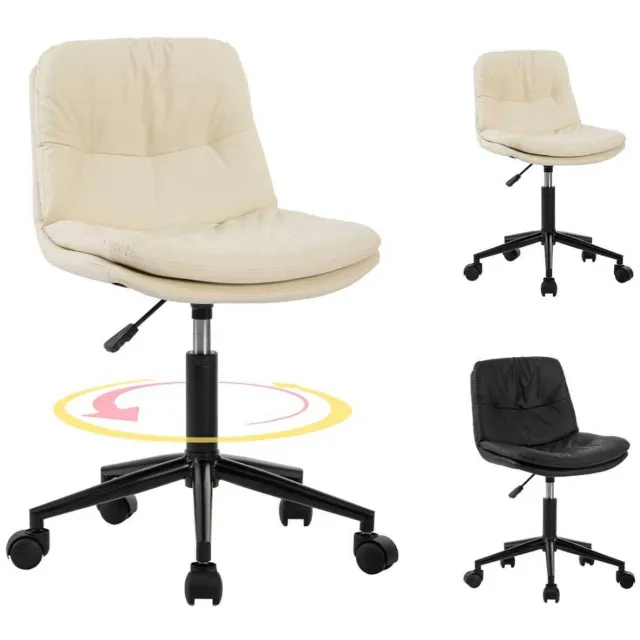 OFMOTRA bureaustoel - Ergonomisch, Verrijdbaar & In Hoogte Verstelbaar - Draaibaar - Zonder armleuning - voor thuis, slaapkamer - Beige