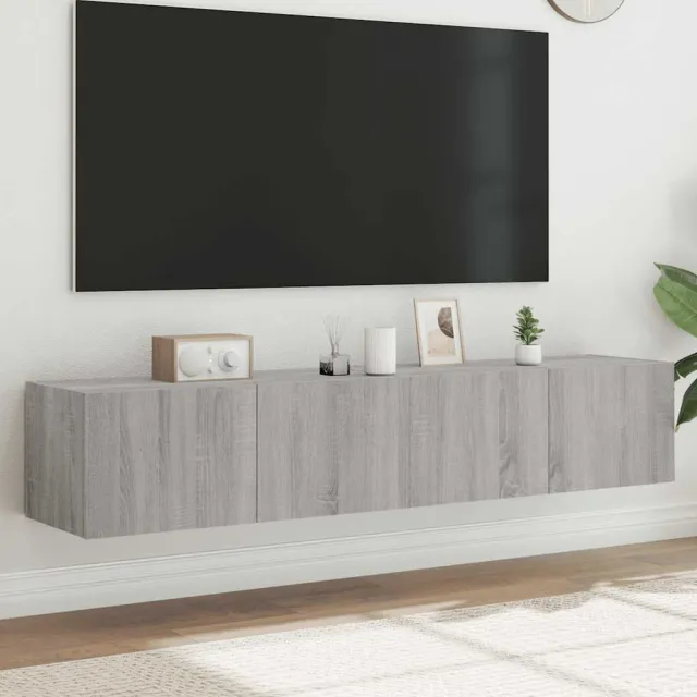 vidaXL Tv-wandmeubels met LED 2 st 80x35x31 cm grijs sonoma, foto 2