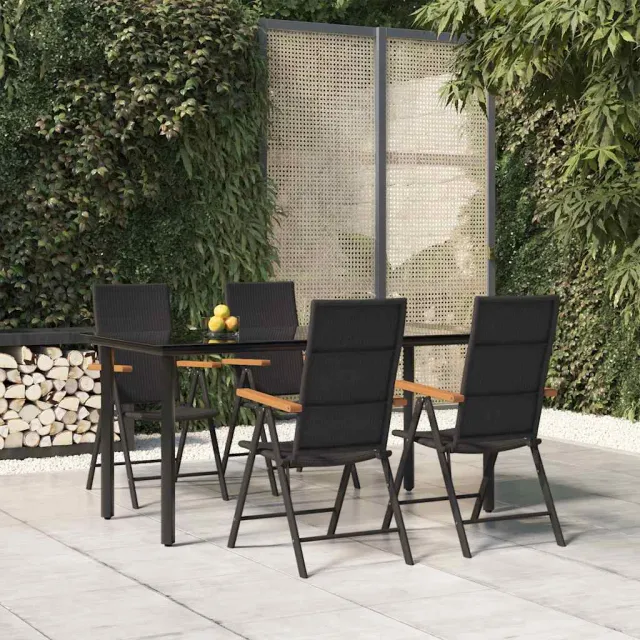 vidaXL 5-delige Tuinset poly rattan zwart en bruin, foto 2
