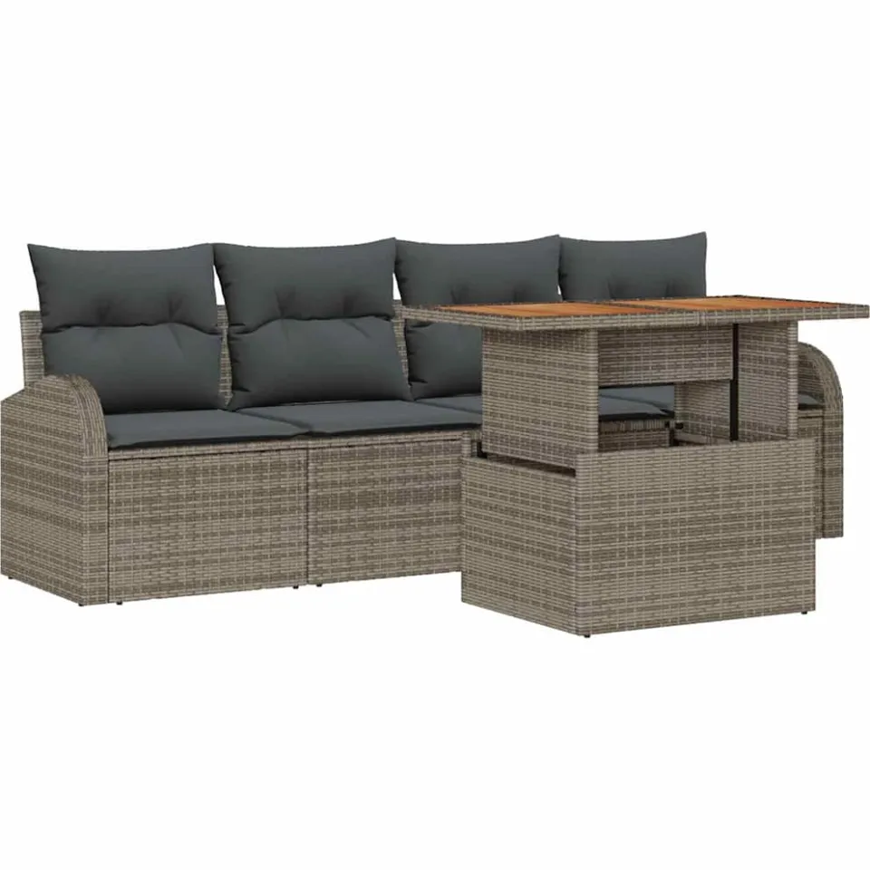 vidaXL Tuin Sofa Set 5 st Grijs Poly riet