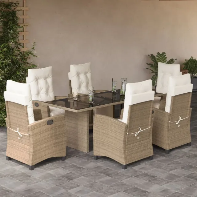 vidaXL 7-delige Tuinset met kussens poly rattan beige, foto 2
