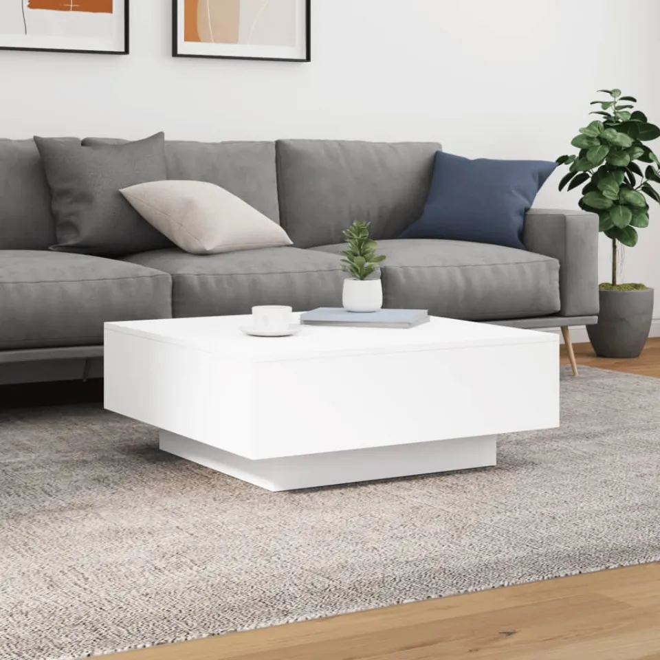 vidaXL Salontafel 80x80x31 cm spaanplaat wit, foto 2