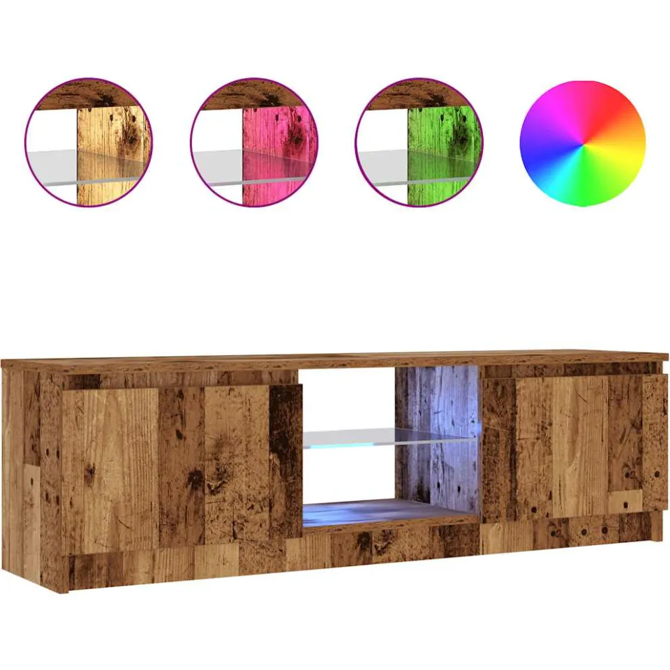 vidaXL Tv-meubel met LED 120x30x36 cm bewerkt hout oud hout bruin, foto 3