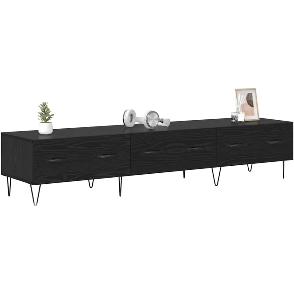 vidaXL TV-kast 150 x 36 x 30 cm Zwart eiken Bewerkt hout