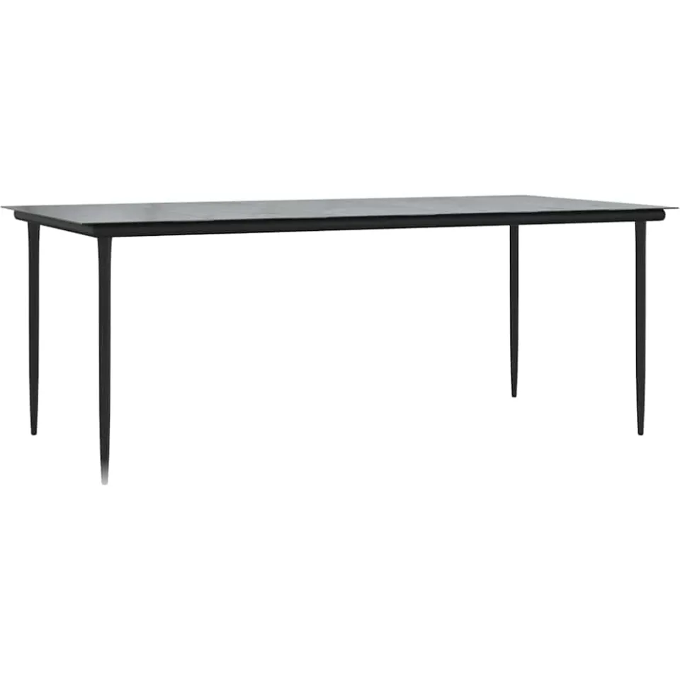 vidaXL Tuintafel 200x100x74cm staal en gehard glas zwart, foto 3