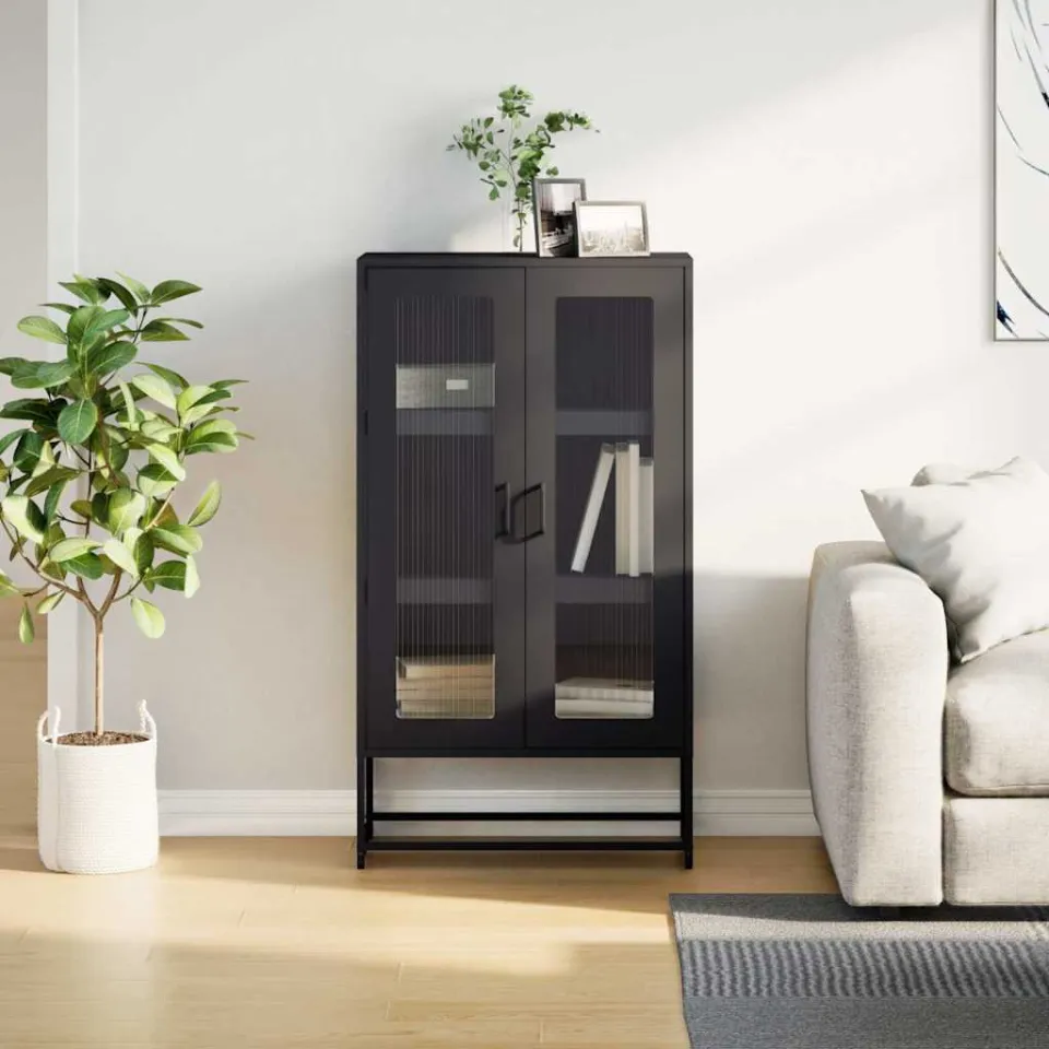vidaXL Hoge kast 68x39x123 cm staal zwart, foto 3
