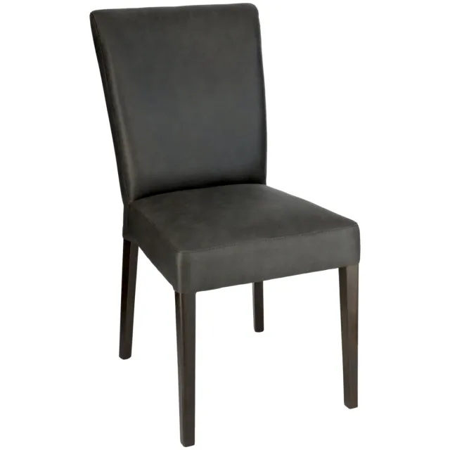PULSIVA 2x PULSIVA Gestoffeerde stoel Lino; 46x67x101 cm (BxDxH); zitting zwart, frame bruin; 2 stuk / verpakking