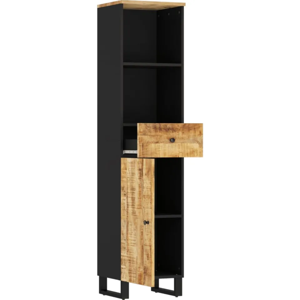 vidaXL Badkamerkast 38x33x160 cm massief mangohout Bruin