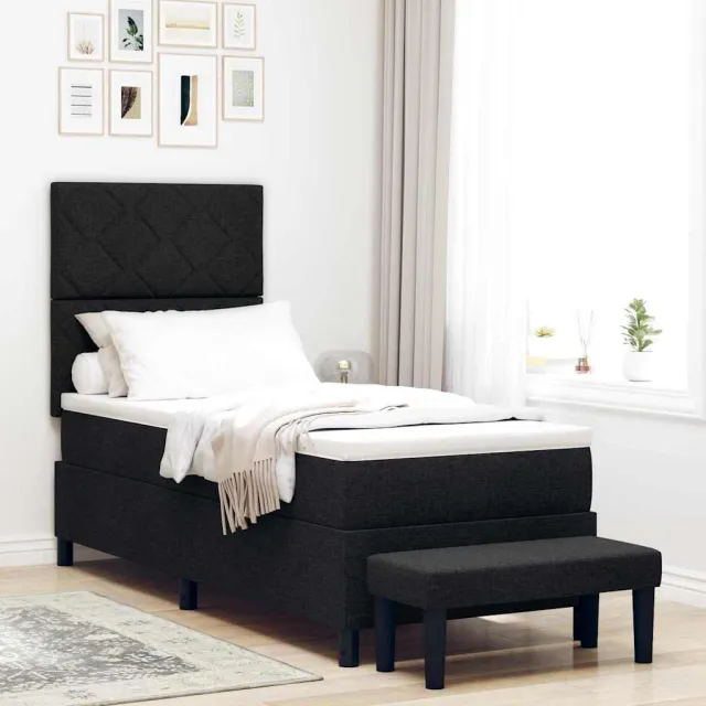 vidaXL Boxspringbed met hoofdeinde Zwart 80 x 200 cm Stof
