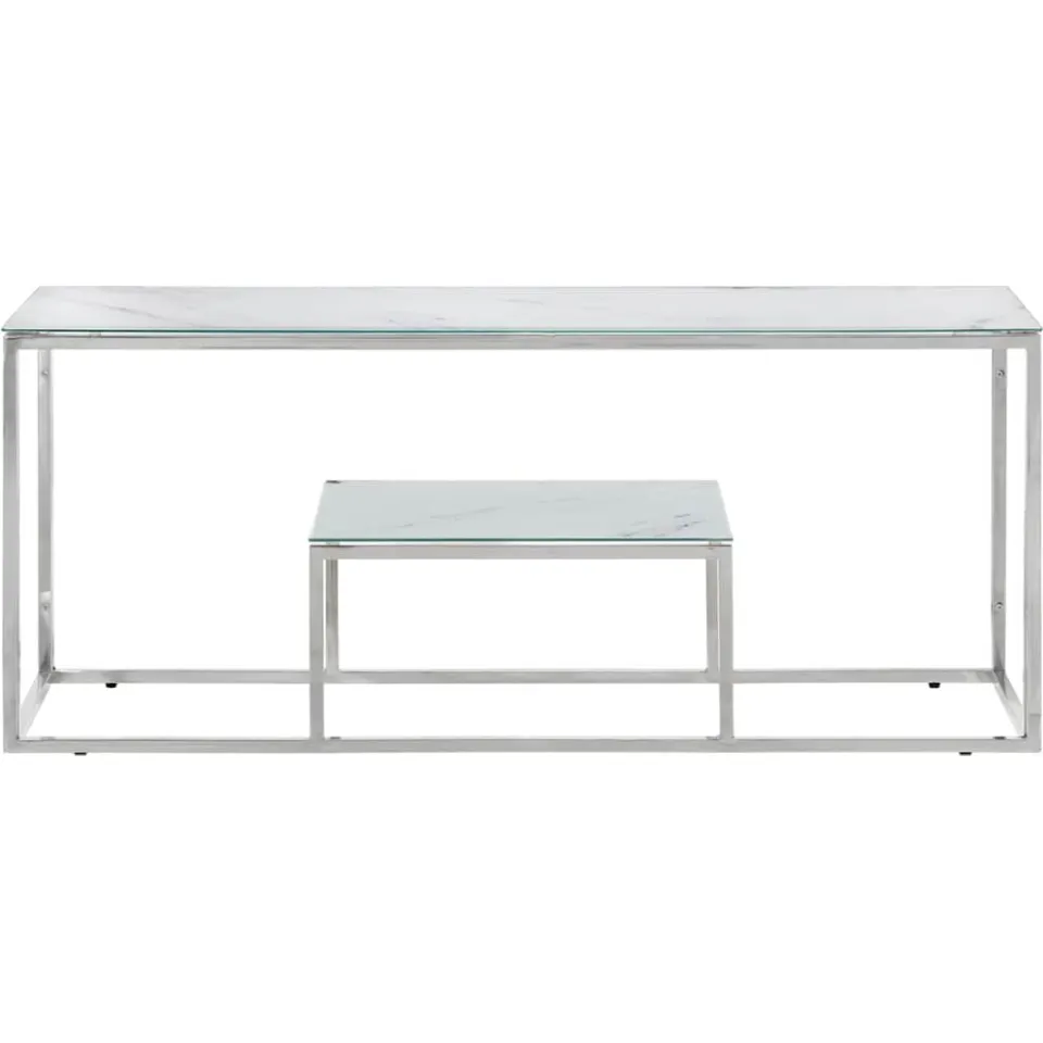 vidaXL Salontafel roestvrijstaal en gehard glas zilverkleurig, foto 2