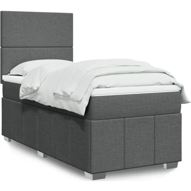 vidaXL Boxspring met matras stof donkergrijs 100x200 cm grijs