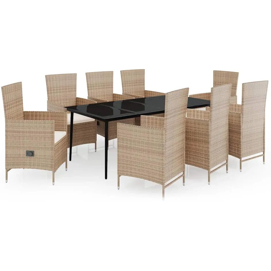 vidaXL 9-delige Tuinset met kussens beige, foto 3