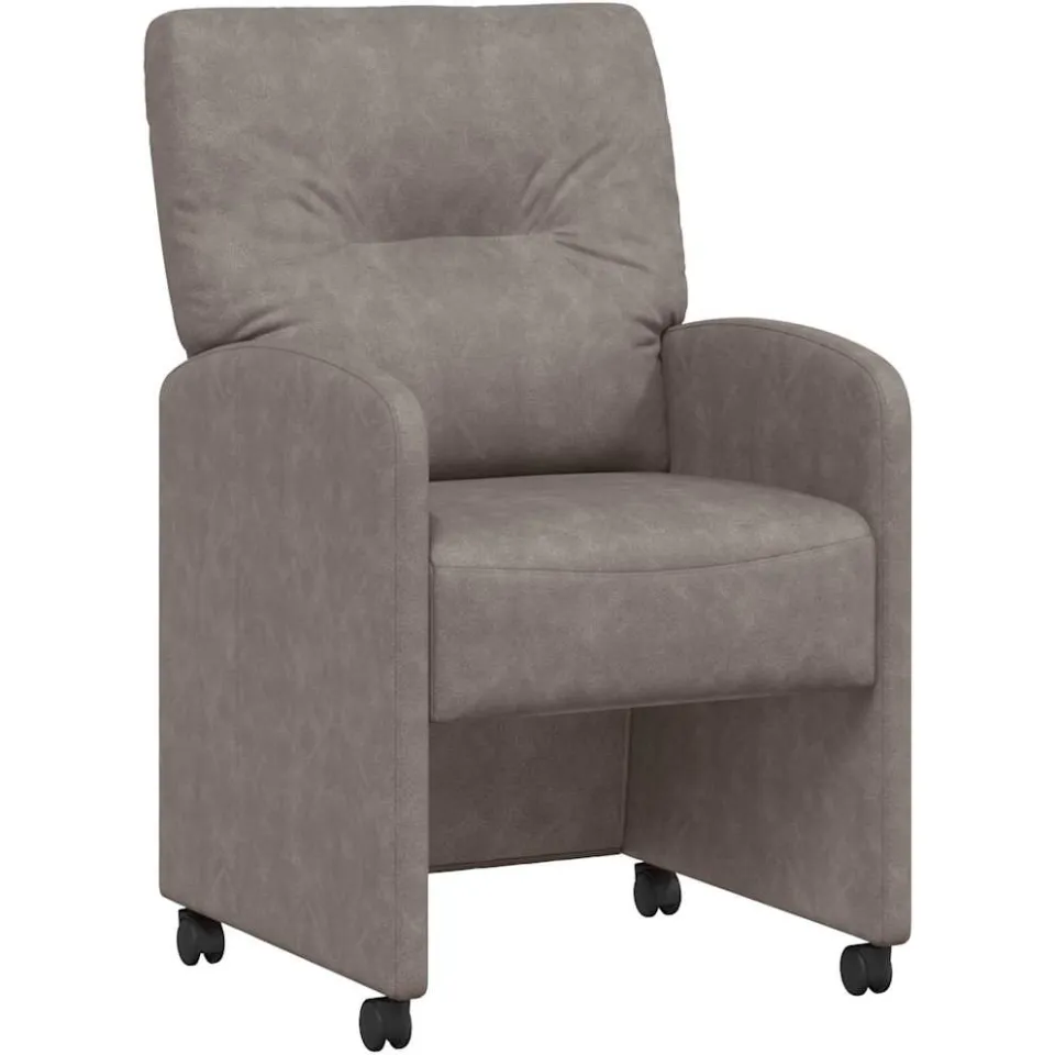 vidaXL Eetkamerstoelen met Wieltjes 2 st Kunstleer Grijs, foto 4