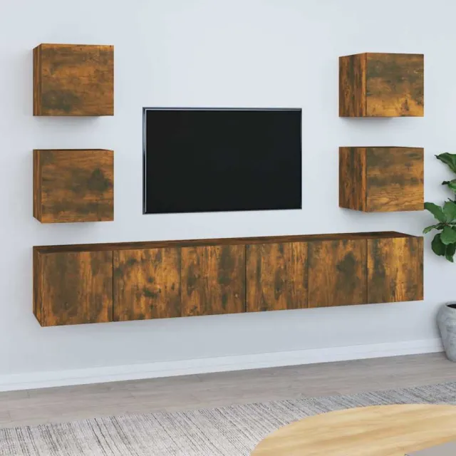 vidaXL 7-delige Tv-meubelset bewerkt hout gerookt eikenkleurig, foto 2