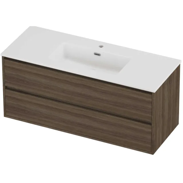 Proline Tribute Badmeubelset Porselein Elegant 1 Gat 120x46x54 cm Glans Wit Vital Oak Eiken
