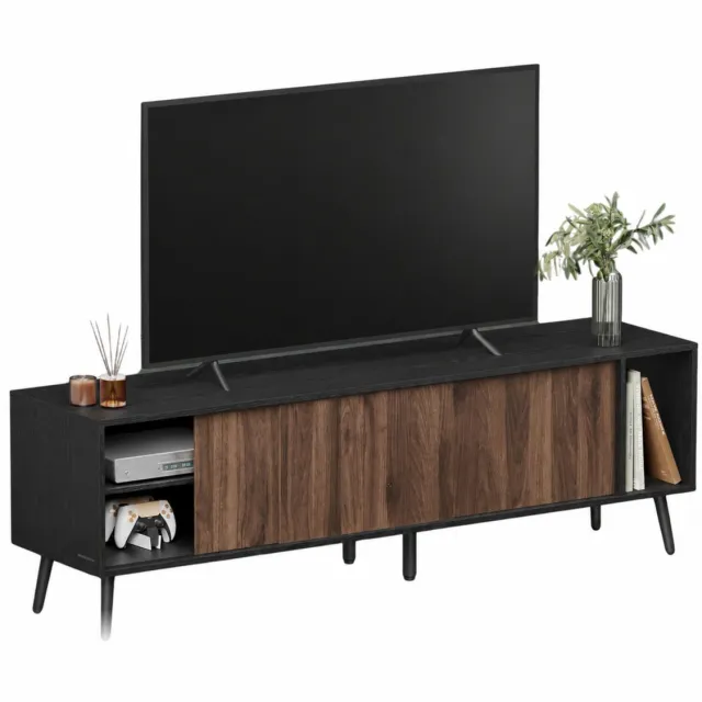 Acaza TV Meubel - TV kast - Ultrasnelle Montage zonder Gereedschap - Zwart en Walnootbruin - 160 x 39 x 51 cm (L x B x H) - TV Standaard - TV meubel hout Zwart/Bruin