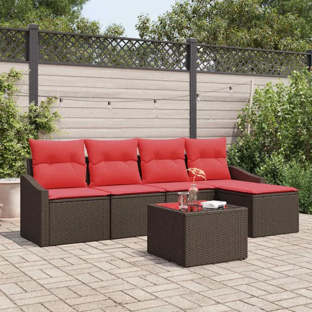 vidaXL Bankstel 6 st Bruin poly rattan, foto 2