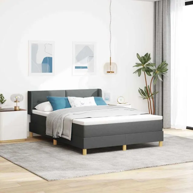 vidaXL Boxspringbed met hoofdeinde Donkergrijs 190 x 140 cm Stof