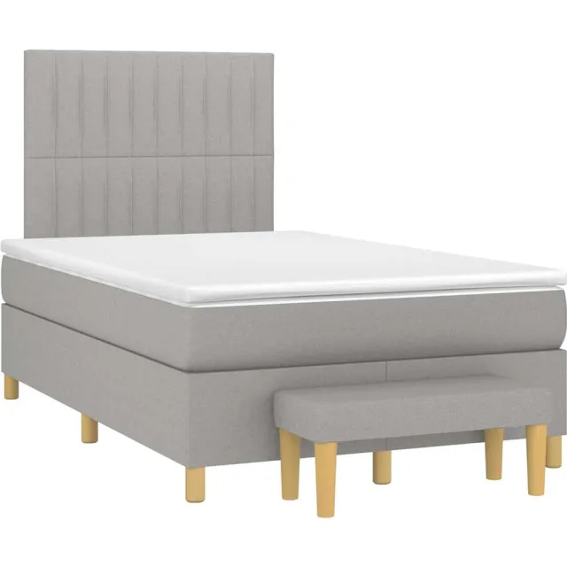 vidaXL Boxspring met matras stof lichtgrijs 120x190 cm grijs