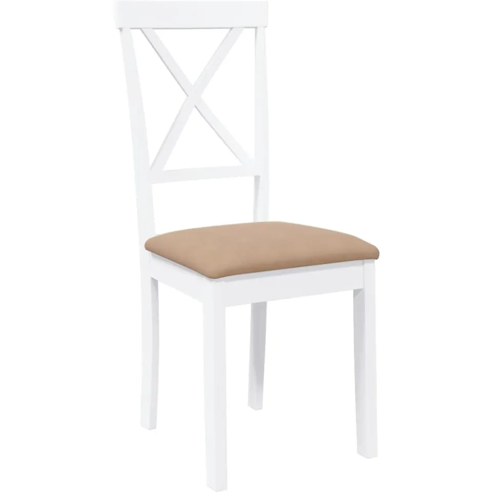 vidaXL Eetkamerstoelen met kussens 2 st massief hout rubber wit, foto 4