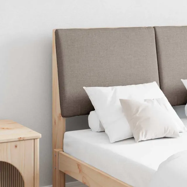 vidaXL Gestoffeerd hoofdbord Taupe 120 cm Massief grenenhout Bruin