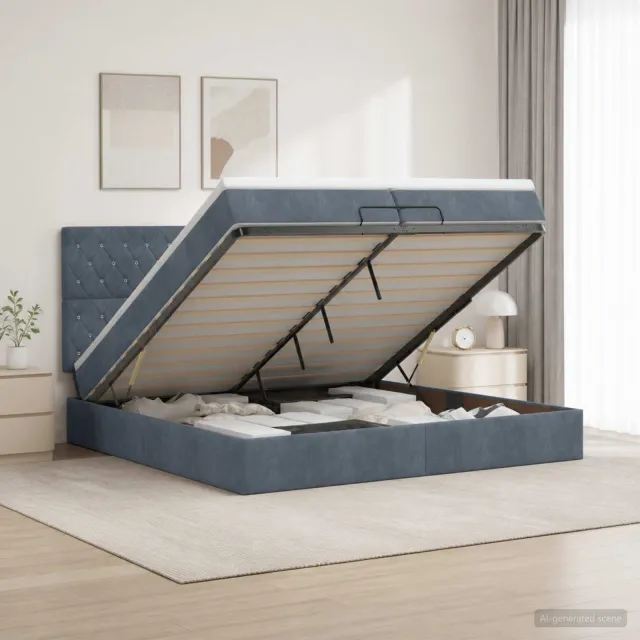 vidaXL Ottoman bed met matras Donkergrijs 200 x 200 cm Fluweel