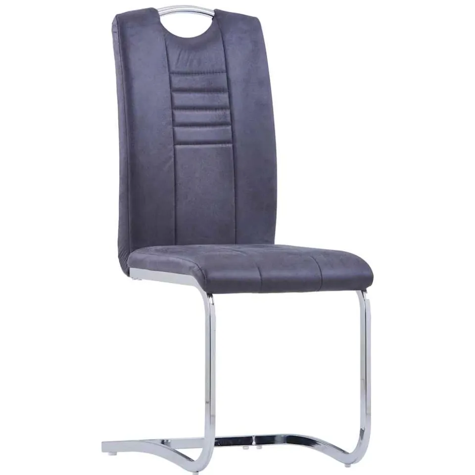 vidaXL Eetkamerstoelen 2 st kunstsuède grijs, foto 2