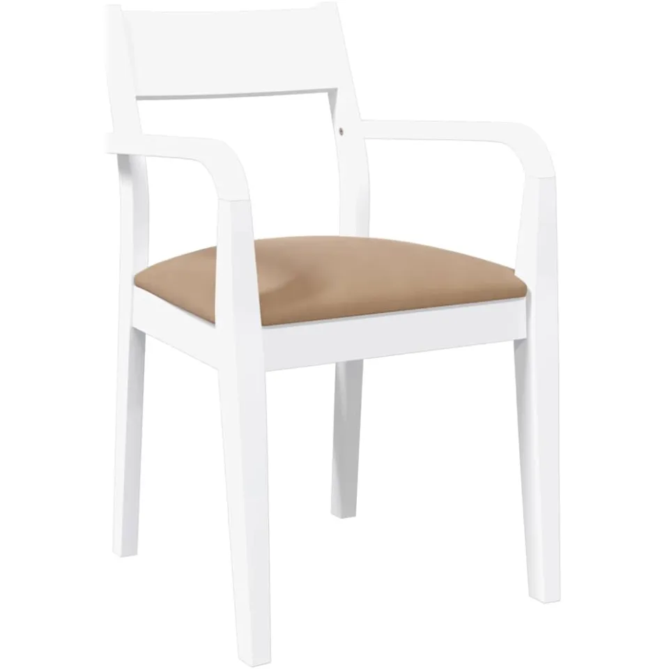 vidaXL Eetkamerstoelen met kussens 2 st massief hout rubber wit, foto 4