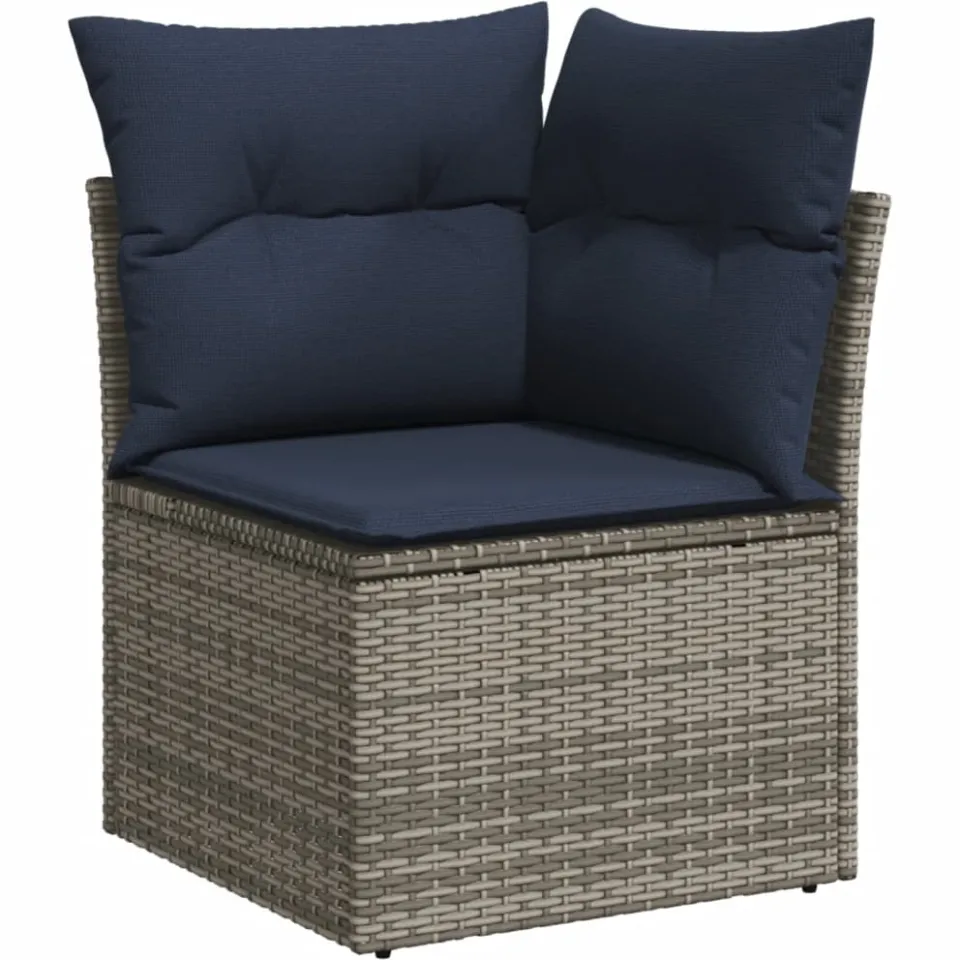 vidaXL 8-delige tuinbankset met kussens, grijs polyrotan, foto 4