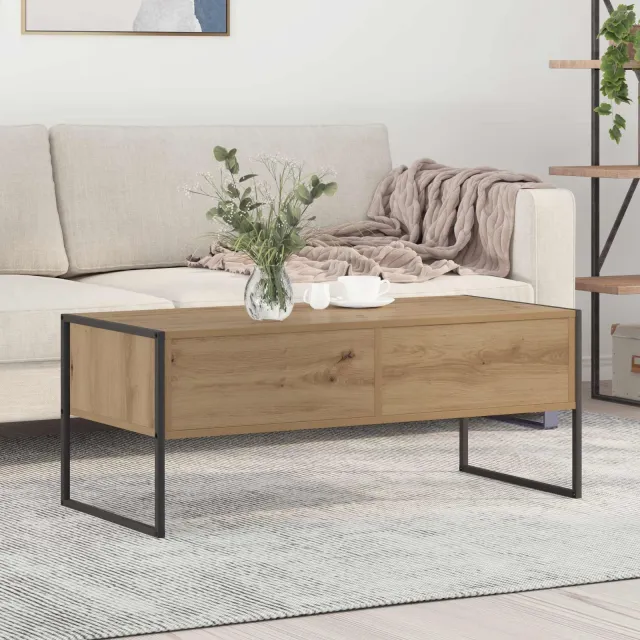 vidaXL Salontafel Ambachtelijk eiken 100 x 46 x 40 cm Bewerkt hout Bruin