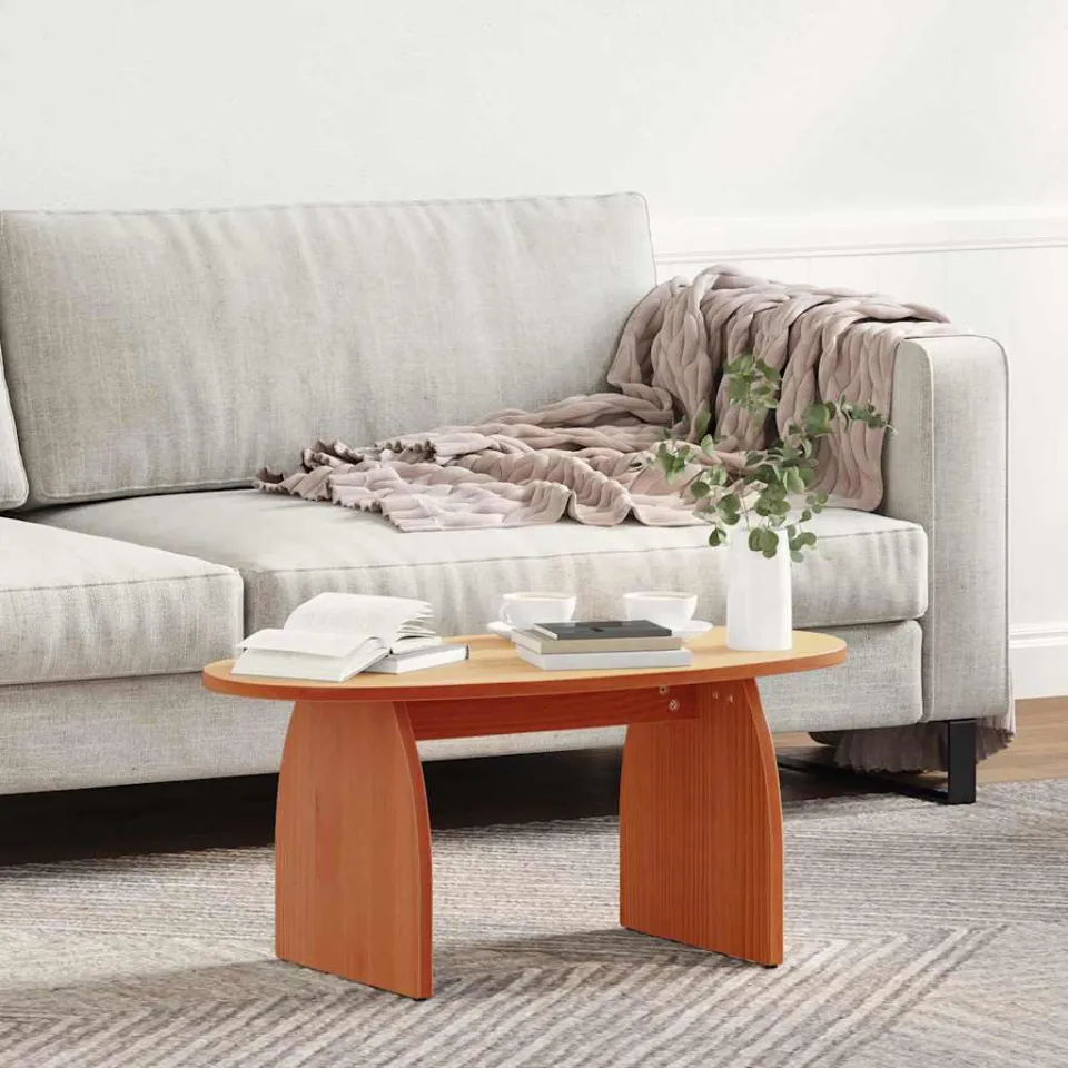 vidaXL Salontafel Wasbruin 80 x 40 x 35 cm Massief grenenhout bruin, foto 3