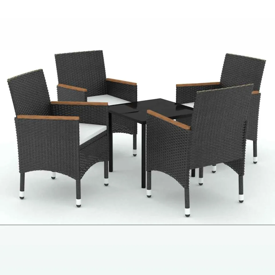 vidaXL 5-delige Tuinset met kussens zwart, foto 3