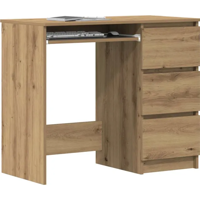 vidaXL Bureau 90x45x76 cm bewerkt hout artisanaal eikenkleur Bruin