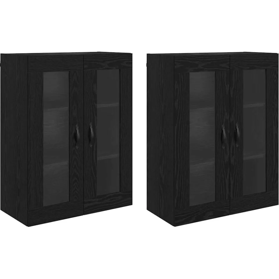 vidaXL Wandkasten 2 st Zwart Eiken 69,5 x 34 x 90 cm Bewerkt hout, foto 3