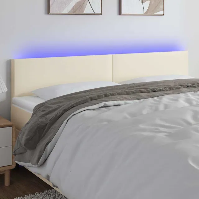 vidaXL Hoofdbord LED 200x5x78/88 cm kunstleer crèmekleurig
