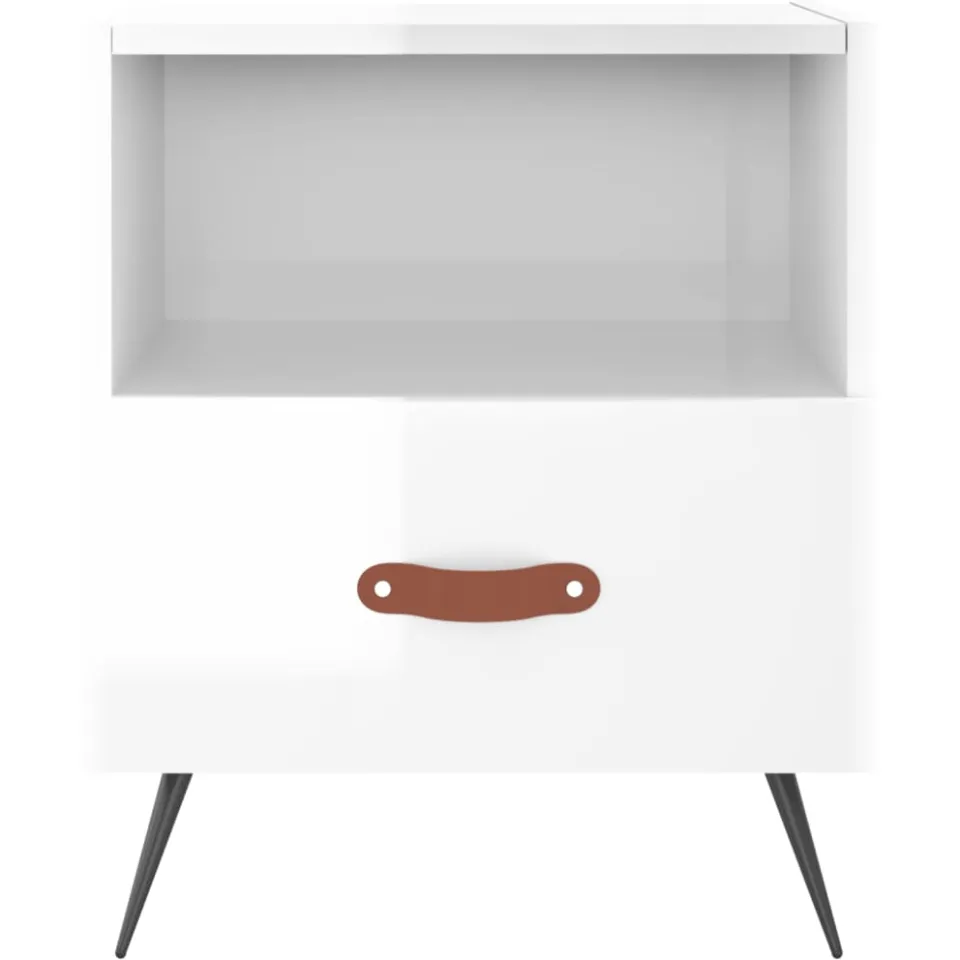 vidaXL Nachtkastjes 2 st 40x35x47,5 cm bewerkt hout hoogglans wit, foto 4