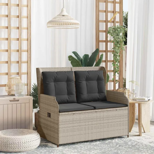 vidaXL Tuinbank Lichtgrijs poly rattan, foto 2