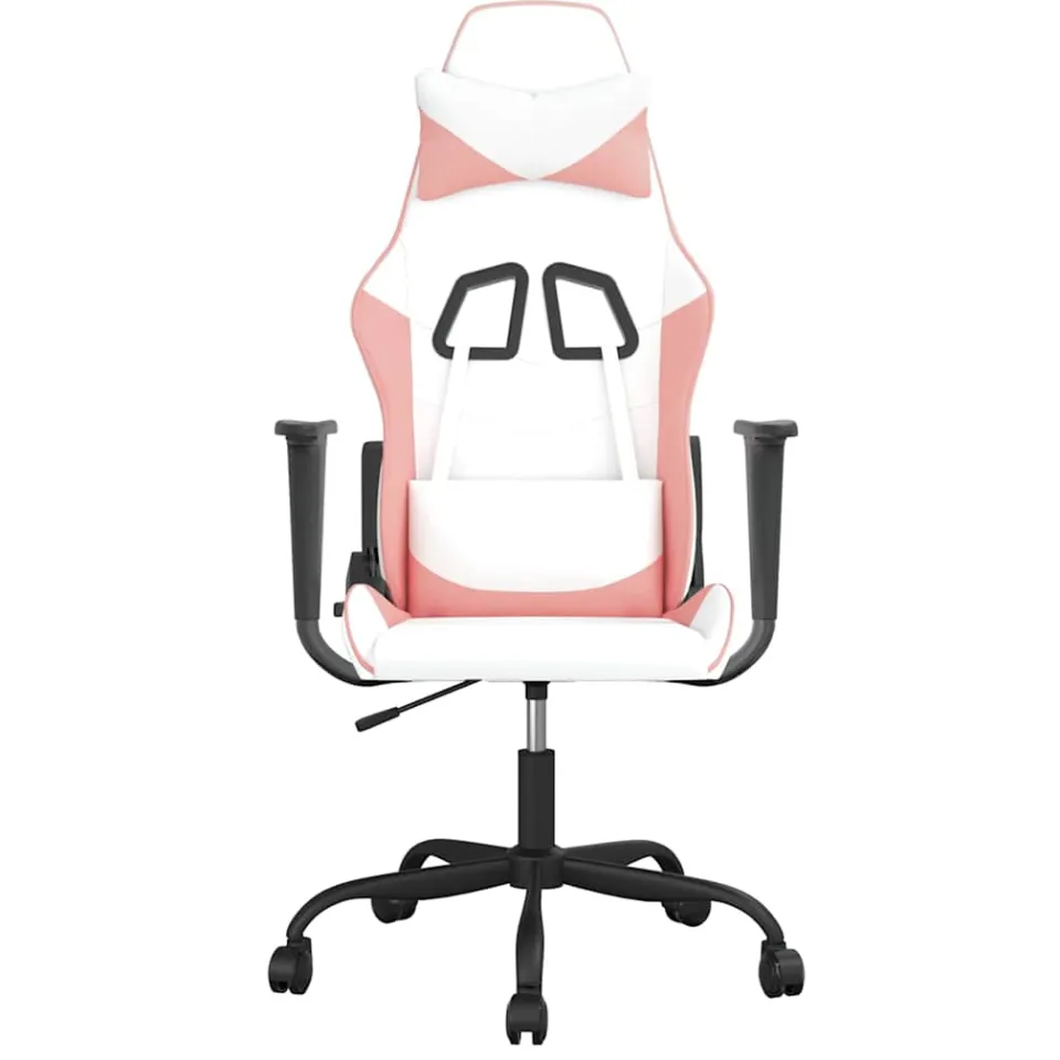 vidaXL Gamestoel kunstleer wit en roze