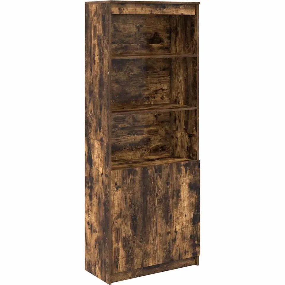 vidaXL Hoge kast 70x35x180 cm bewerkt hout gerookt eikenkleurig Bruin
