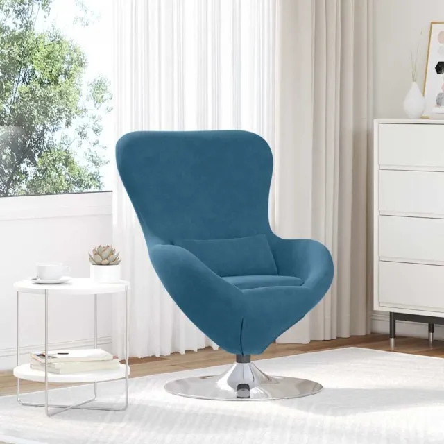 vidaXL Eivormige - stoel - Blauw - Fluweel