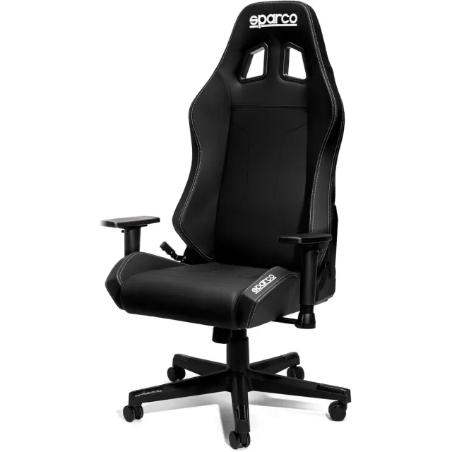 SPARCO Coach Gamestoel en Bureaustoel - Extra Lendensteun, 2D Armleuningen en Kantelbare Rugleuning - Zwart